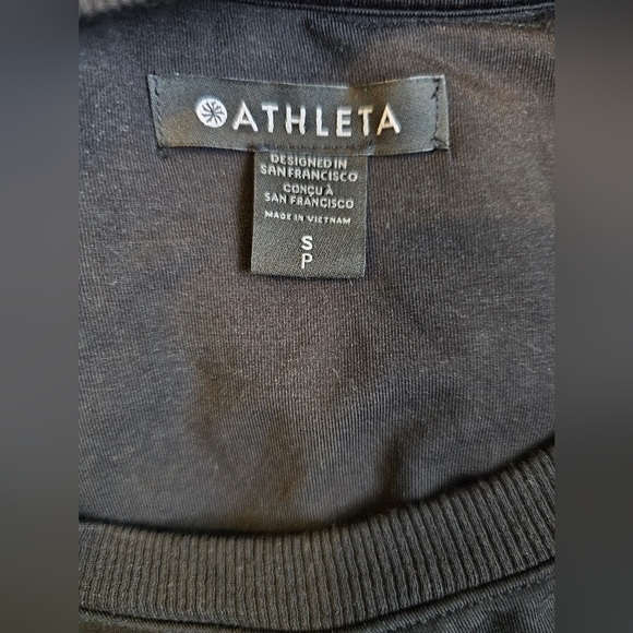 Athleta Santorini Cinch Dress Black Midi  Soft Knit Womens Size SP Soft Comfy - Picture 9 of 11